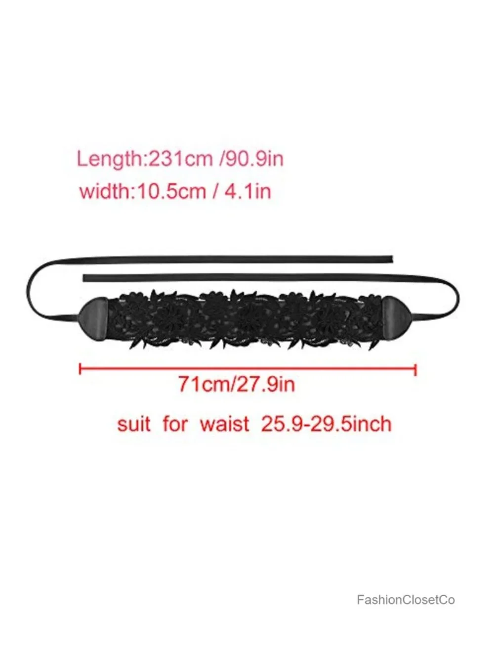 Lace Waist Belt with Faux Leather Bowknot Tie Wrap - Wide Corset Cinch Belt for